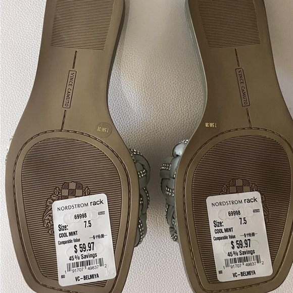 Vince Camuto Belmiya Metallic Beaded Braided Sandal In Mint Green Pistachio NWT - Picture 8 of 11